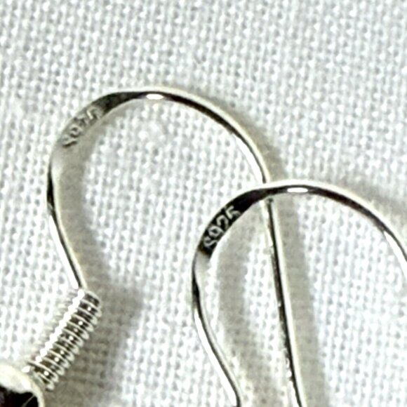 Sterling Silver Turquoise Quartz Agate Dangle Earrings - Picture 5 of 6